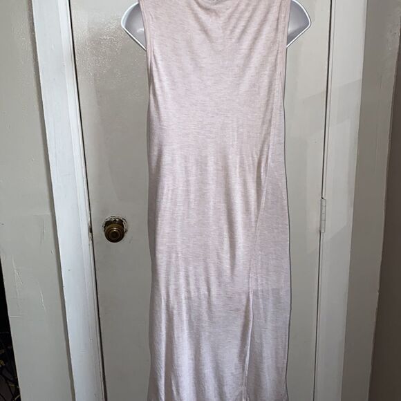 T BY ALEXANDER WANG Heathered Oatmeal Overlap Muscle Tee Dress-S - Picture 4 of 7